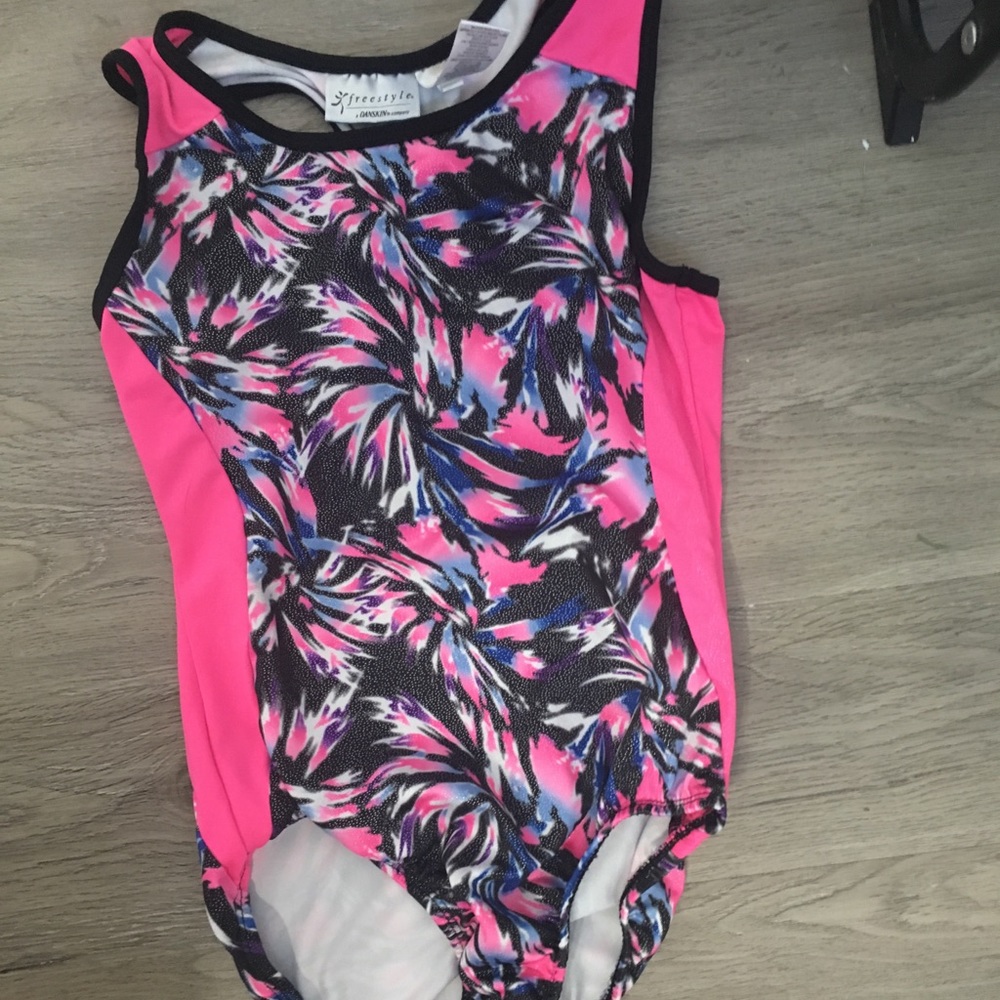 firework pattern girls gymnastics leotard